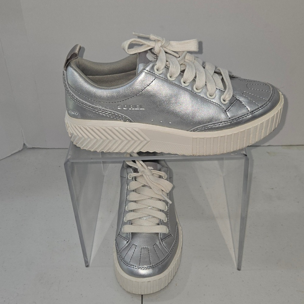 Sorel Low Sneaker Silver Metallic Leather Shoes 6.5